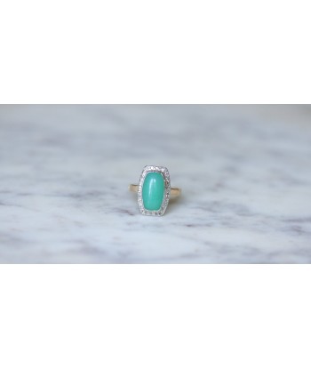 Bague Art Deco Chrysoprase Diamants À commander