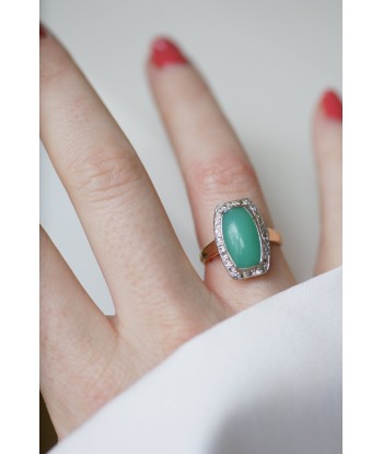 Bague Art Deco Chrysoprase Diamants À commander