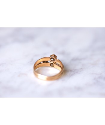 Bague ancienne double anneau en or rose et jaune 18Kt paiement sécurisé