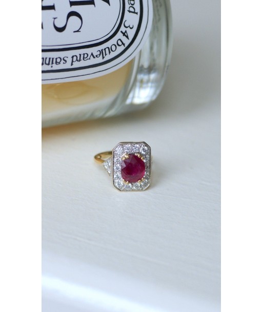 Bague Octogonale Rubis et Diamants les muscles