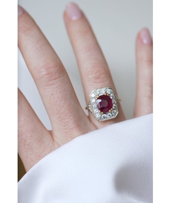 Bague Octogonale Rubis et Diamants les muscles