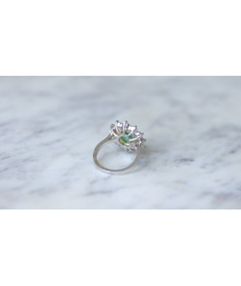 Bague marguerite Emeraude 1.60 Cts et diamants pas cheres