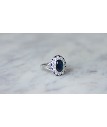 Bague pompadour Art Déco Saphir et Diamants le des métaux précieux