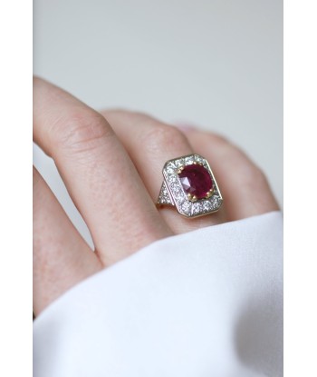 Bague Octogonale Rubis et Diamants les muscles