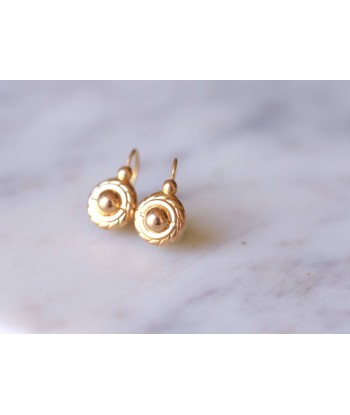 Boucles d'oreilles dormeuses rondes anciennes en or jaune Venez acheter