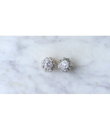 Puces d'oreilles marguerites diamants 2,30 Cts Paris Déstockage Promo