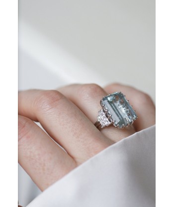 Bague Cocktail Aigue marine et diamants paiement sécurisé