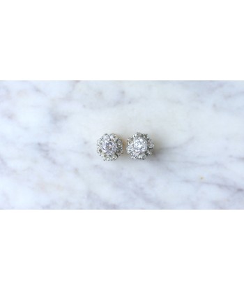 Puces d'oreilles marguerites diamants 2,30 Cts Paris Déstockage Promo