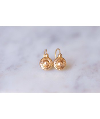 Boucles d'oreilles dormeuses rondes anciennes en or jaune Venez acheter