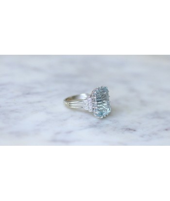 Bague Cocktail Aigue marine et diamants paiement sécurisé