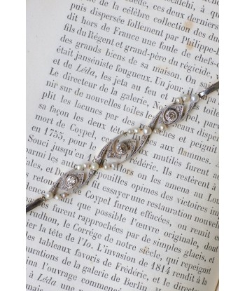 Bracelet Art Deco perles et diamants sur or et platine en ligne des produits 