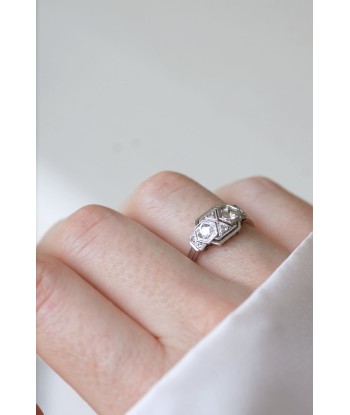 Bague Art Deco diamants en or blanc et platine acheter