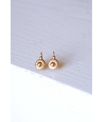 Boucles d'oreilles dormeuses rondes anciennes en or jaune Venez acheter