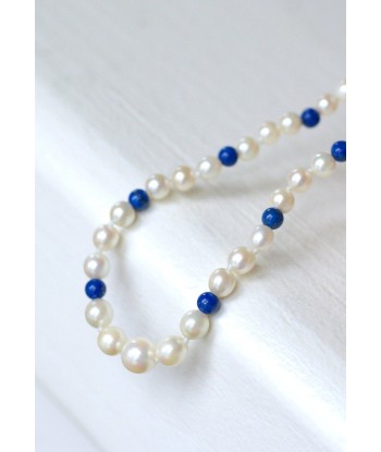 Collier perles de culture et lapis lazuli or jaune acheter en ligne