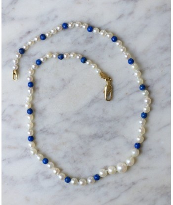 Collier perles de culture et lapis lazuli or jaune acheter en ligne