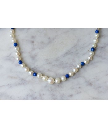 Collier perles de culture et lapis lazuli or jaune acheter en ligne