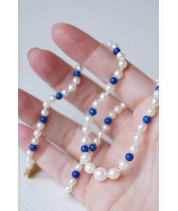 Collier perles de culture et lapis lazuli or jaune acheter en ligne