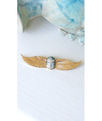 Broche Egyptomanie Or et Scarabée Amulette Fritte l'achat 