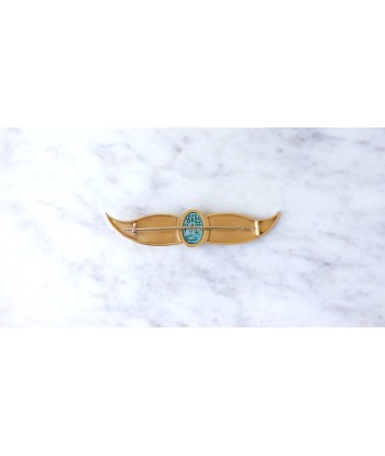 Broche Egyptomanie Or et Scarabée Amulette Fritte l'achat 