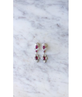 Longues Boucles d'Oreilles Rubis et Diamants pas cheres