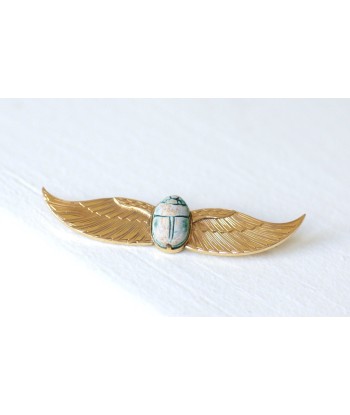 Broche Egyptomanie Or et Scarabée Amulette Fritte l'achat 