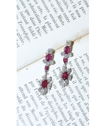 Longues Boucles d'Oreilles Rubis et Diamants pas cheres