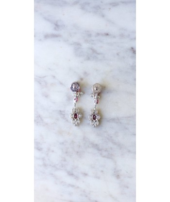 Longues Boucles d'Oreilles Rubis et Diamants pas cheres