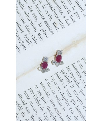 Longues Boucles d'Oreilles Rubis et Diamants pas cheres