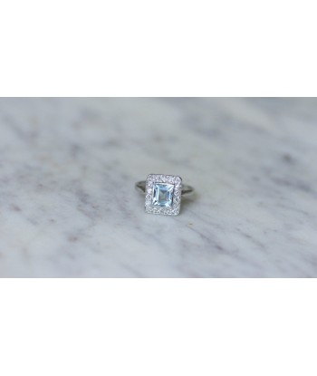 Bague Art Déco Aigue-Marine et Diamants vente chaude votre 