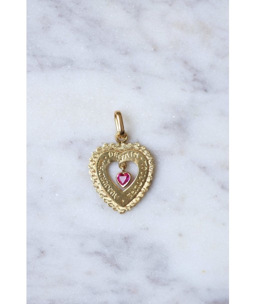 Pendentif cœur vintage amour en or jaune 18Kt à prix réduit toute l'année