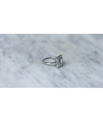 Bague Art Déco Aigue-Marine et Diamants vente chaude votre 