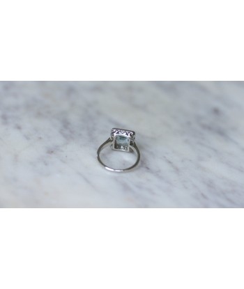 Bague Art Déco Aigue-Marine et Diamants vente chaude votre 