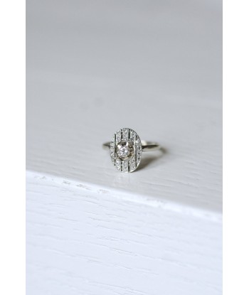 Bague de fiançailles ovale Art Deco platine or blanc et diamants l'achat 