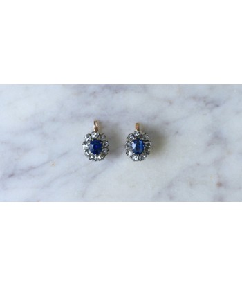 Boucles d'Oreilles Marguerite Saphir et Diamants pas cheres