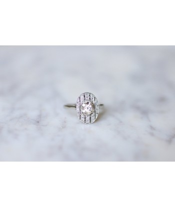 Bague de fiançailles ovale Art Deco platine or blanc et diamants l'achat 