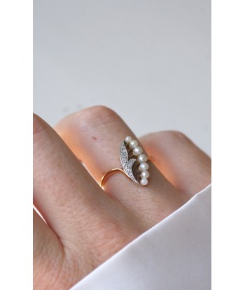 Bague Ancienne Muguet Perles et Diamants pas cher 