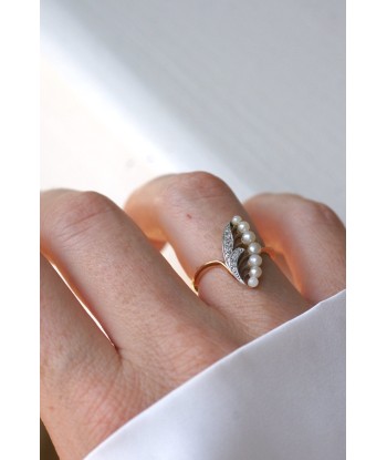 Bague Ancienne Muguet Perles et Diamants pas cher 