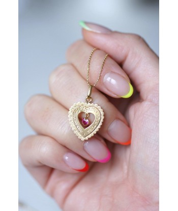 Pendentif cœur vintage amour en or jaune 18Kt à prix réduit toute l'année