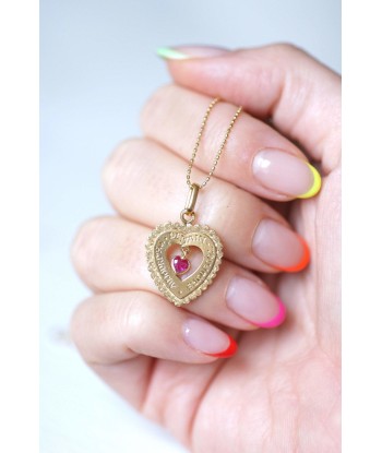 Pendentif cœur vintage amour en or jaune 18Kt à prix réduit toute l'année