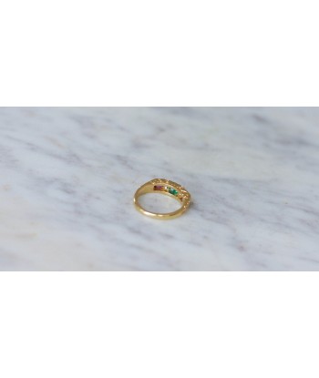 Bague Jarretière Emeraudes Rubis et Diamants Or Jaune store