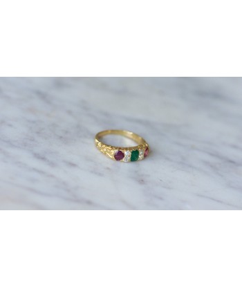 Bague Jarretière Emeraudes Rubis et Diamants Or Jaune store