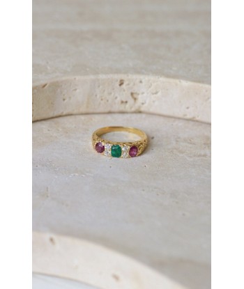 Bague Jarretière Emeraudes Rubis et Diamants Or Jaune store