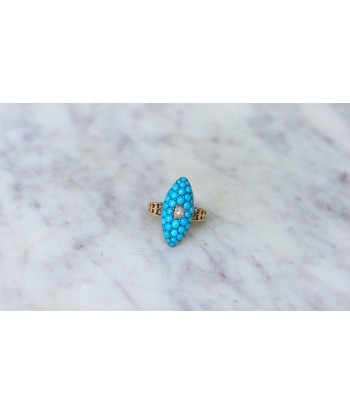 Bague Marquise Turquoises et Diamant Amélioration de cerveau avec