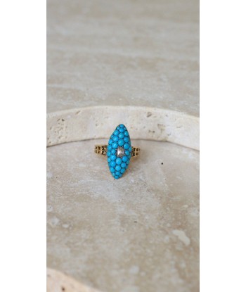 Bague Marquise Turquoises et Diamant Amélioration de cerveau avec