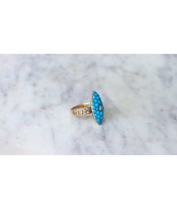 Bague Marquise Turquoises et Diamant Amélioration de cerveau avec