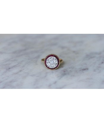 Bague Cible Art Deco Diamants et Rubis sur Or Jaune votre restaurant rapide dans 