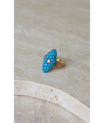 Bague Marquise Turquoises et Diamant Amélioration de cerveau avec