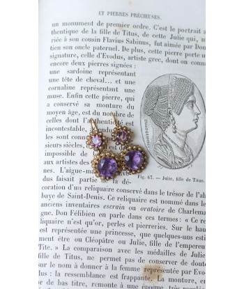 Boucles d'Oreilles Améthystes et Perles Or Rose brillant des détails fins