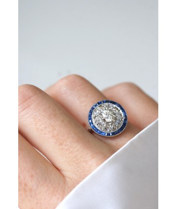 Bague Cible Art Deco Saphirs et Diamants sur le site 