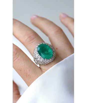 Bague Cocktail Emeraude Colombienne 11.53 Cts et Diamants Véritable concentré